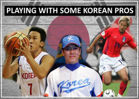Feature graphic titled Playing With Some Korean Pros, showing three athletes in Korean national team kit.