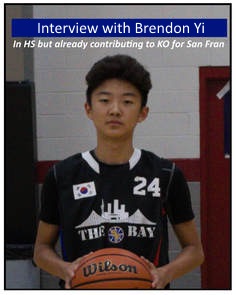 Brendon Yi in a The Bay number 24 jersey holding a basketball, from an interview feature.